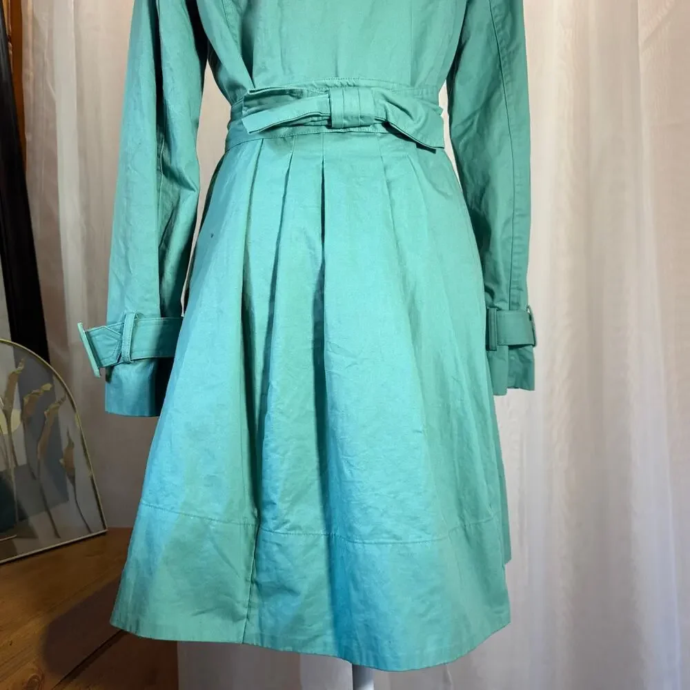 LC Lauren Conrad Seafoam Green Trench Coat Floral Lining Size 4 - Picture 4 of 14